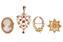 FOUR BROOCHES
