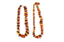 TWO AMBER NECKLACES