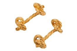 A PAIR OF 9CT GOLD ROPE-TWIST CUFFLINKS, CIRCA 1988
