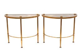 A PAIR OF MODERN DEMI LUNE TABLES 