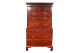A GEORGE III MAHOGANY CHEST ON CHEST