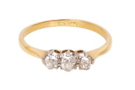A THREE-STONE DIAMOND RING