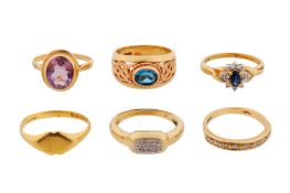 A COLLECTION OF SIX RINGS