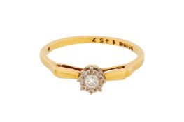 AN 18CT YELLOW GOLD SINGLE-STONE DIAMOND RING, CIRCA 1966