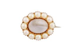 A PEARL MEMORIAL BROOCH