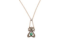 A TURQUOISE AND DIAMOND NECKLACE