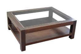 MODERN SQUARE COFFEE TABLE WITH GLASS TOP 