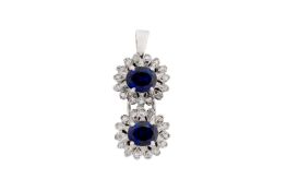 A SAPPHIRE AND DIAMOND PENDANT