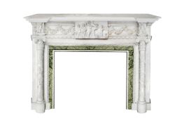 A NEOCLASSICAL STYLE MARBLE FIREPLACE MANTEL