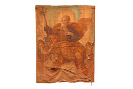 A WOVEN HAND-PAINTED TAPESTRY