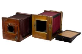 A Pair of Whole Plate Tailboard Mahogany & Brass Cameras