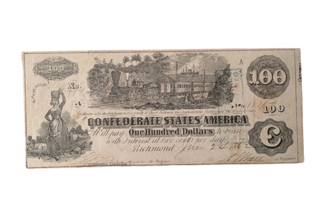 CONFEDERATE STATES, 100 DOLLARS T39.  - Image 1 of 2