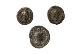 3X ANCIENT ROMAN SILVER COINS- SEPTIMIUS SEVERUS, CARACALLA & PHILLIP II