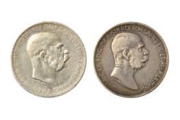 AUSTRIAN EMPIRE, FRANCIS JOSEPH I (1848 - 1916), 2X 5 CORONA