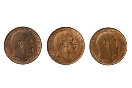EDWARD VII (1901 - 1910), 1902, 1905, 1909 HALFPENNIES.