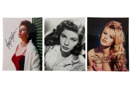 Actresses.- Bardot, Bacall and Loren