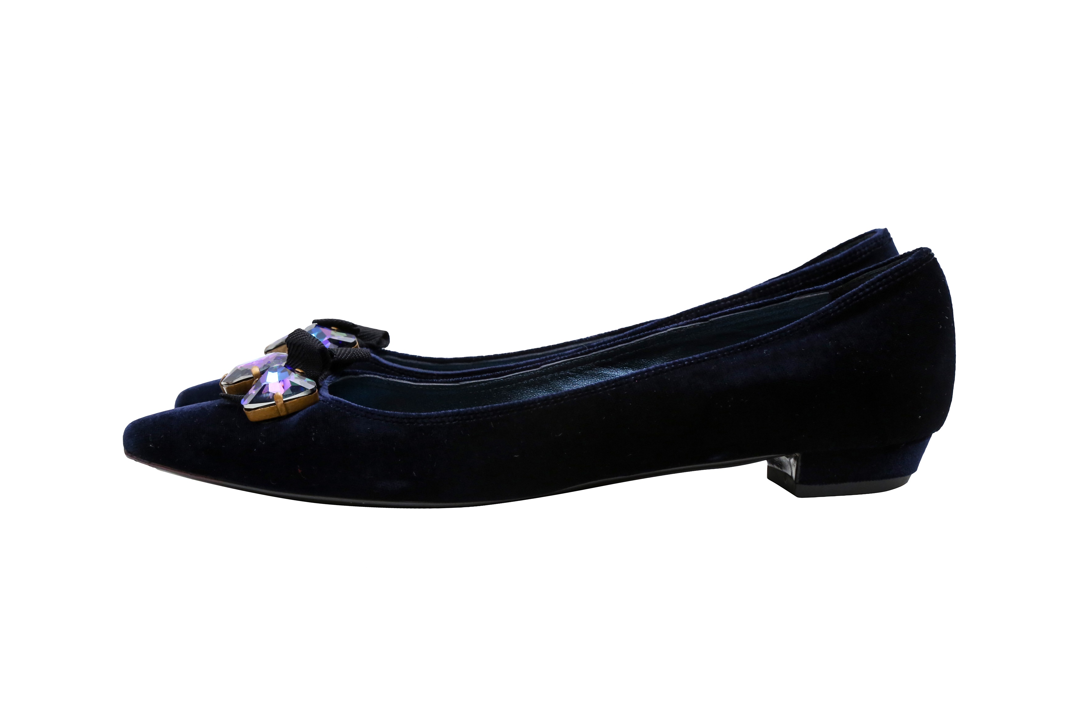 Miu Miu Midnight Blue Embellished Flat Pump - Size 38 - Image 3 of 4