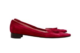 Manolo Blahnik Fuchsia Pink Tassel Flat Loafer - Size 37.5