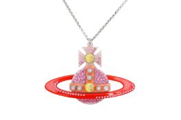 Vivienne Westwood Red Embellished Orb Necklace