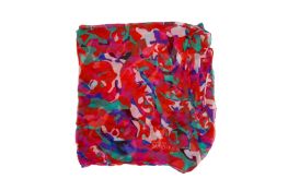 Alexander Mcqueen Red Abstract Silk Scarf