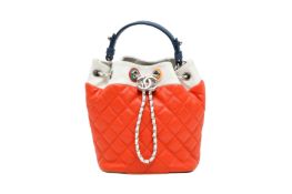 Chanel Red Tri Colour CC Chain Bucket Bag