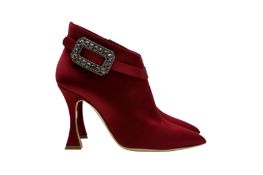 Manolo Blahnik Garnet Embellished Heeled Ankle Boot - Size 37