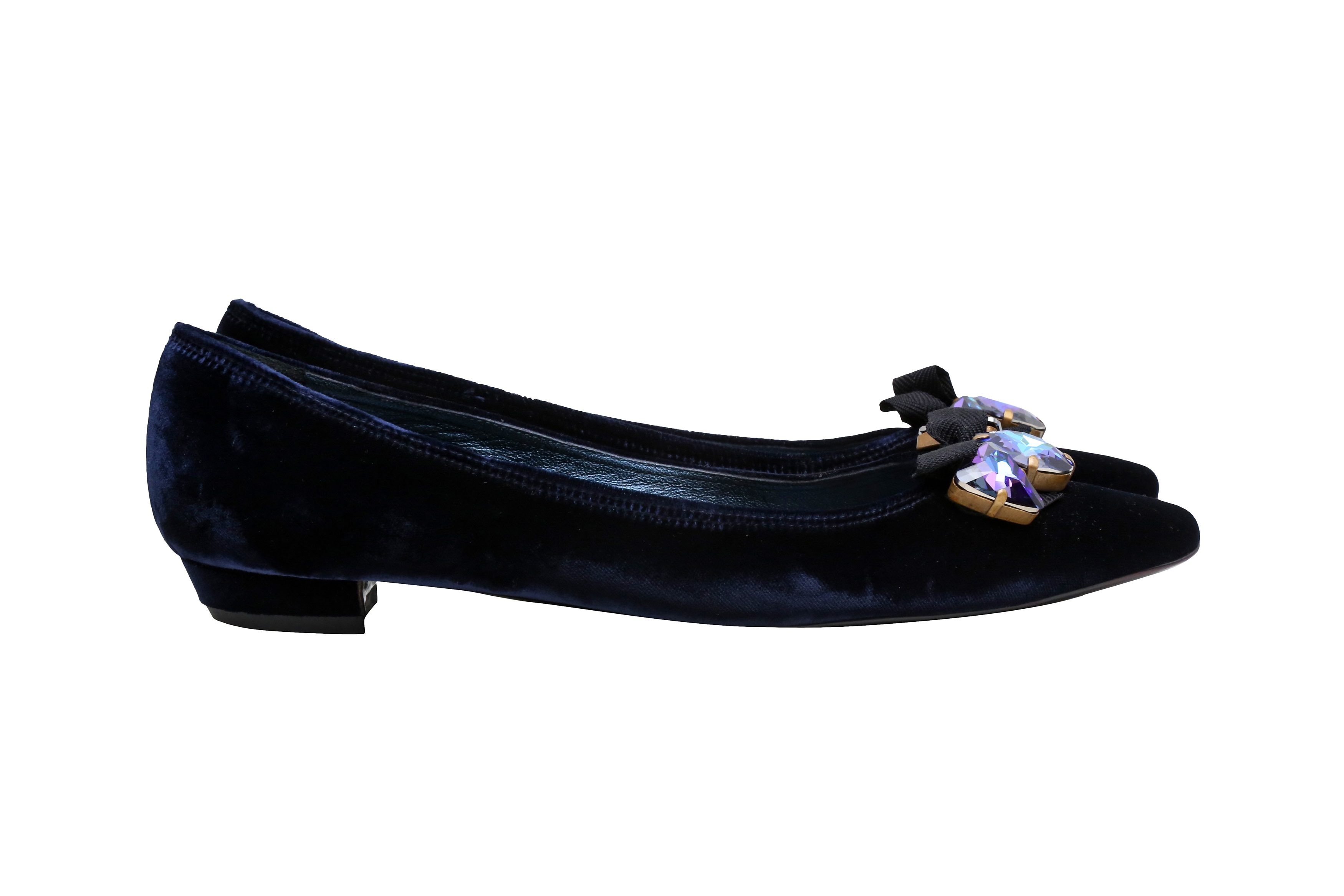 Miu Miu Midnight Blue Embellished Flat Pump - Size 38