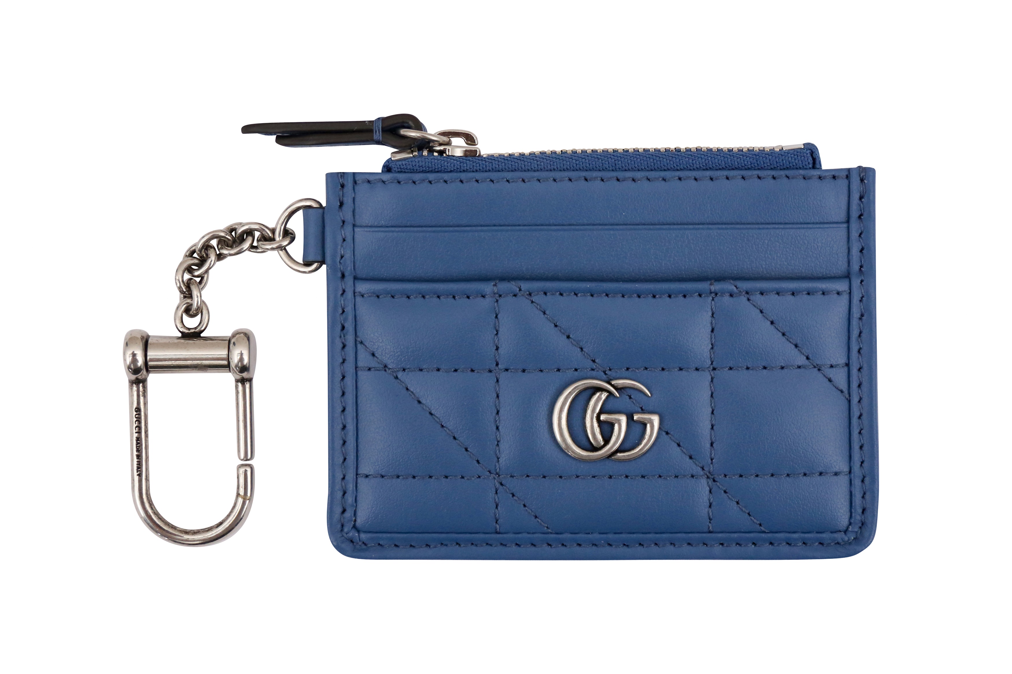 Gucci Blue GG Marmont Keychain Wallet