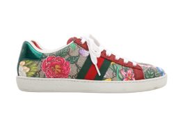 Gucci Beige Ace Supreme Floral Web Trainer - Size 36.5