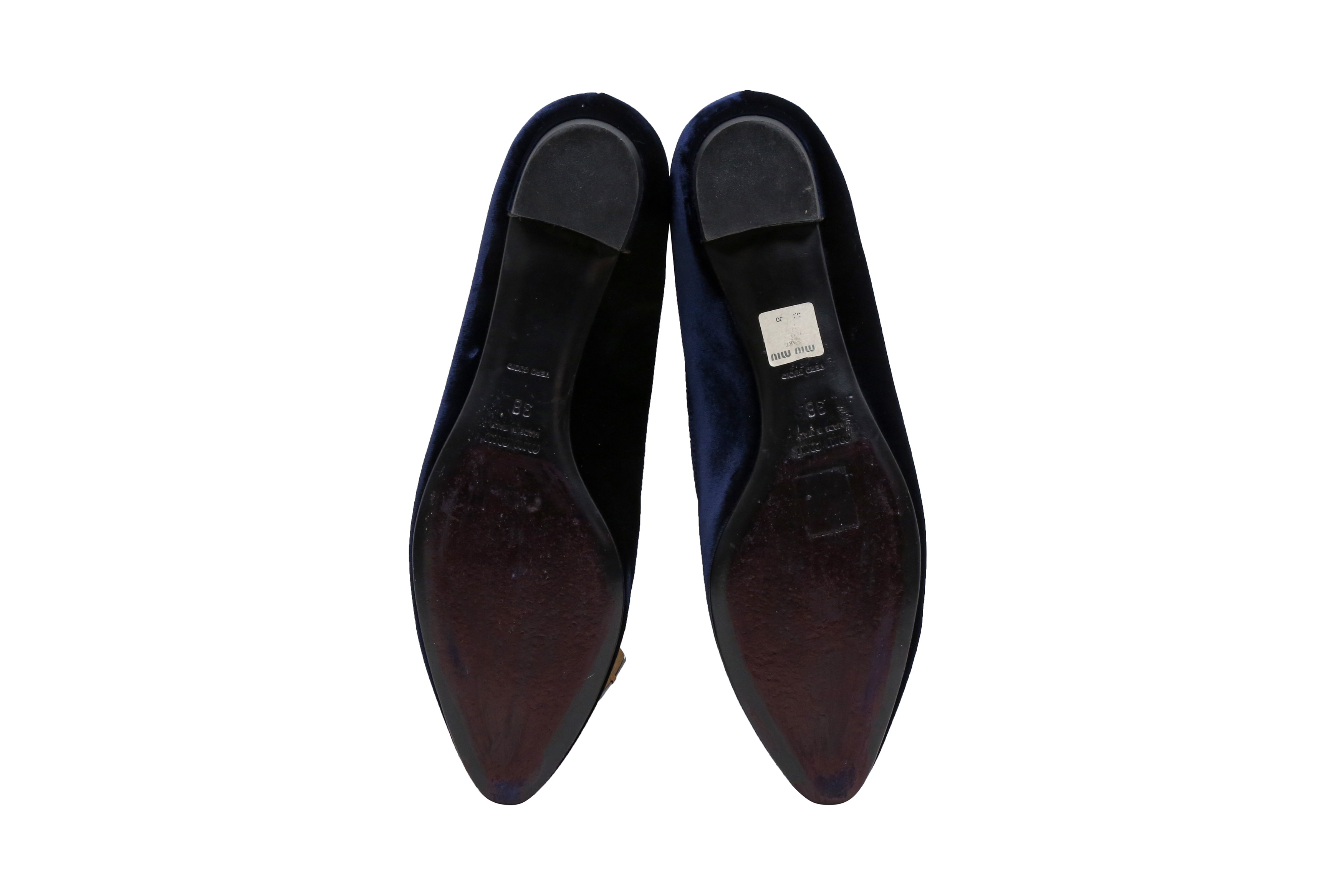 Miu Miu Midnight Blue Embellished Flat Pump - Size 38 - Image 4 of 4