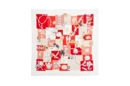 Cartier Jewelled Precious Fauna and Floral Silk Scarf