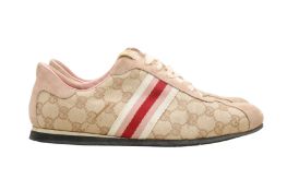 Gucci Pink Monogram Web Sneaker - Size 38.5