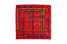 Gucci Red Bridle Silk Scarf
