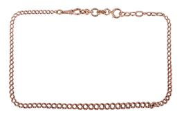 A 9CT ROSE GOLD ALBERT CHAIN