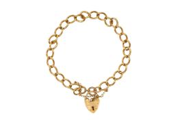 A 9CT YELLOW GOLD HEART-LOCK GATE BRACELET, CIRCA 1977