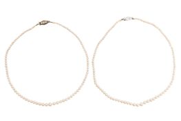 TWO CULTURED PEARL NECKLACES