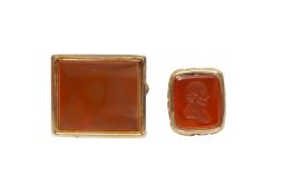 TWO 19TH CENTURY YELLOW-METAL FOB SEALS