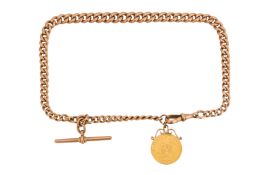 A POND COIN PENDANT ON A FOB CHAIN