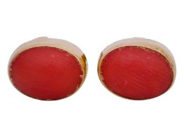 A PAIR OF CORAL STUD EARRINGS