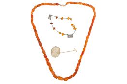 TWO BROOCHES AND A NECKLACE