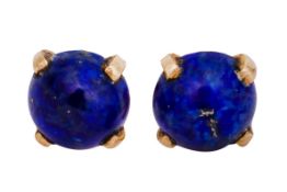 A PAIR OF LAPIS LAZULI STUD EARRINGS