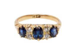 A VICTORIAN-STYLE SAPPHIRE AND DIAMOND RING