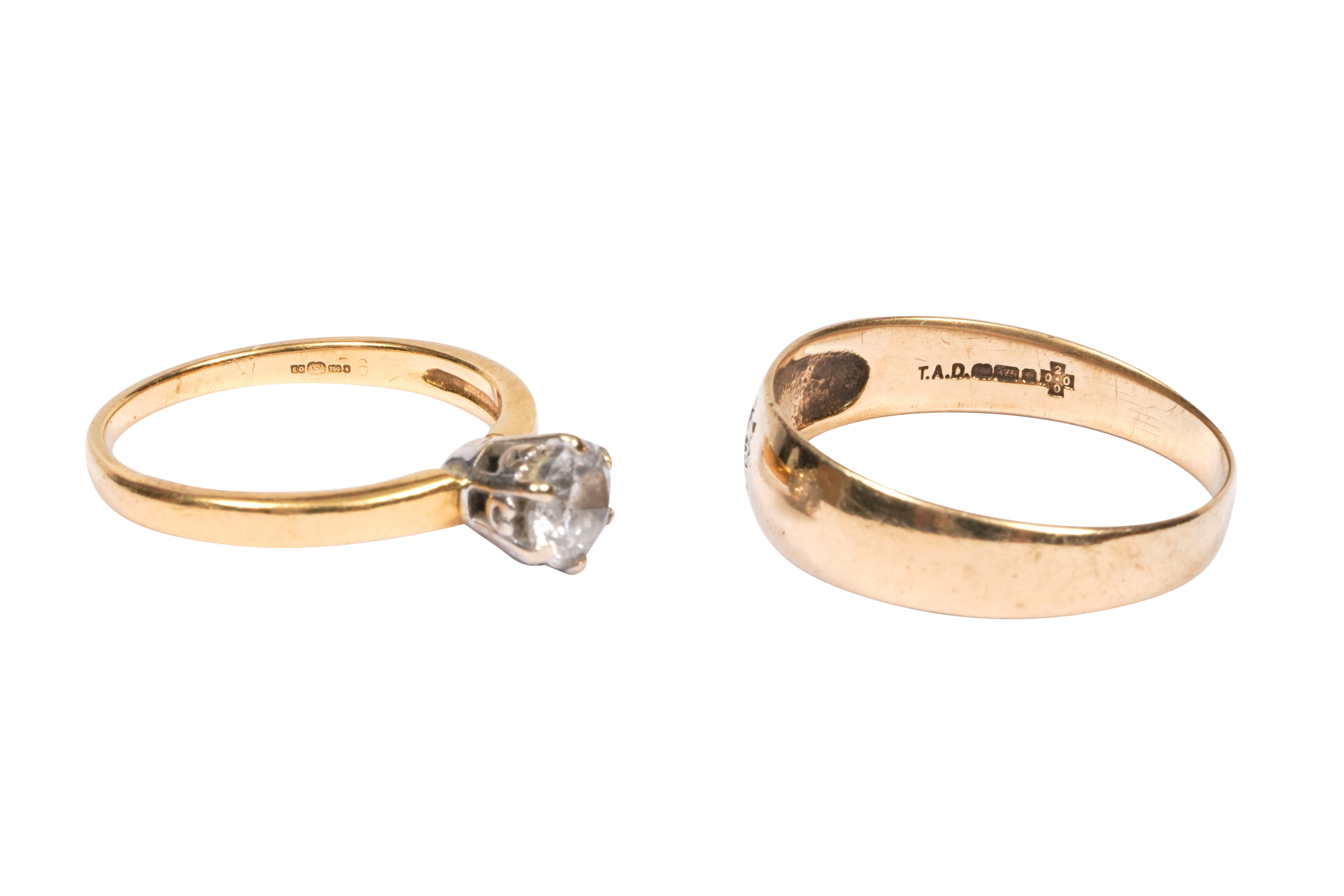 TWO SINGLE-STONE DIAMOND RINGS - Image 2 of 3