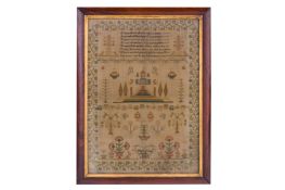 A FRAMED REGENCY PERIOD SAMPLER DATED 1824