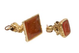TWO 19TH CENTURY YELLOW-METAL FOB SEALS