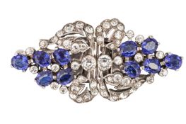 A DOUBLE CLIP DRESS BROOCH