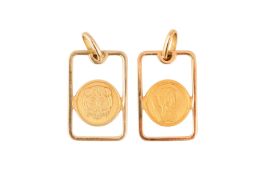 TWO ZODIAC SIGN PENDANTS