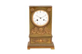 A FRENCH GILT BRASS MANTEL CLOCK, MID 19TH CENTURY