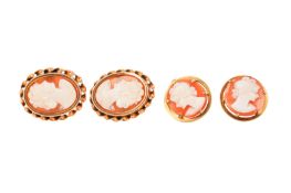 TWO PAIRS OF CAMEOS EARRINGS