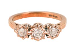 A THREE-STONE DIAMOND RING